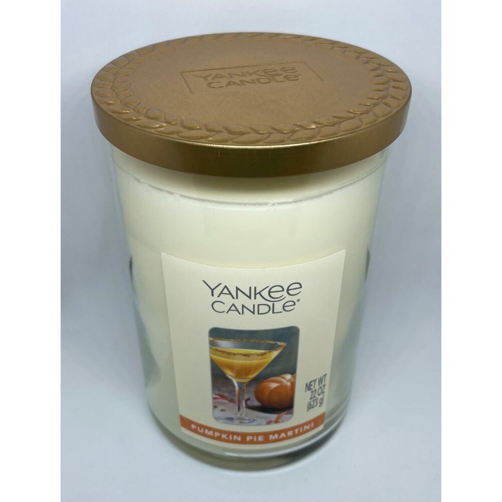 YANKEE CANDLE Pumpkin Pie Martini 22oz Large Jar Tumbler Candle 2-Wick Spice - Picture 2 of 8